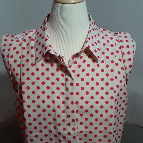 XXI cream short sleeve blouse with red polka dots - Picture 5 of 7